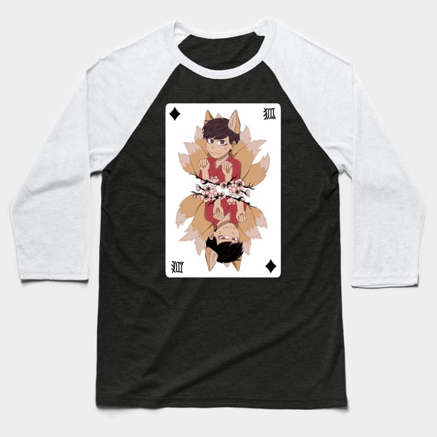 Kitsune!Osomatsu Card Baseball T-Shirt by mikazure